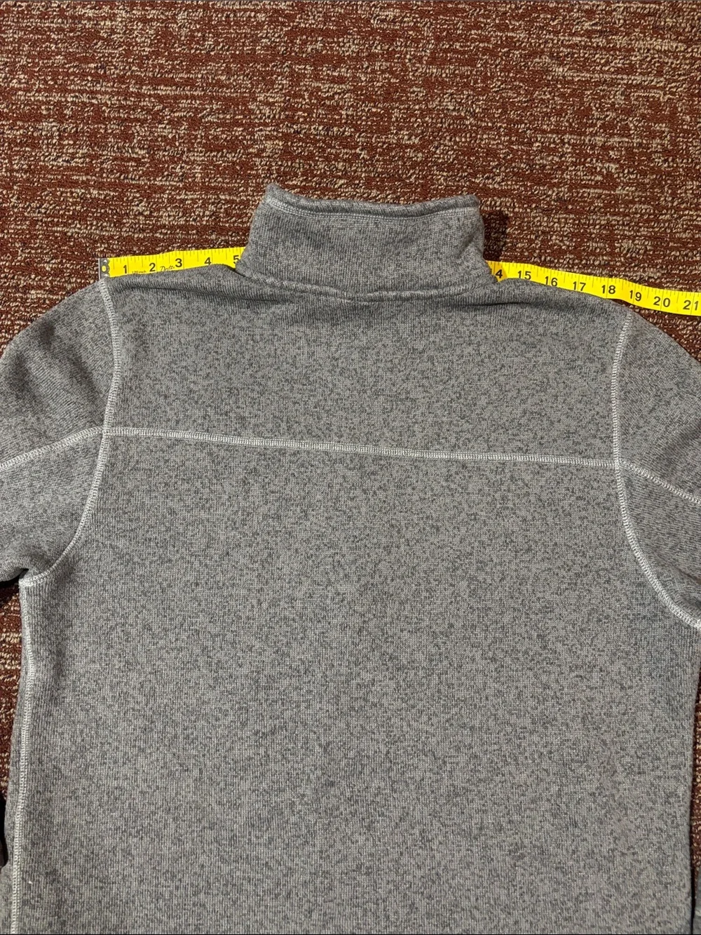 North face grey quarter zip pullover high neck fleece layer arm pocket active L